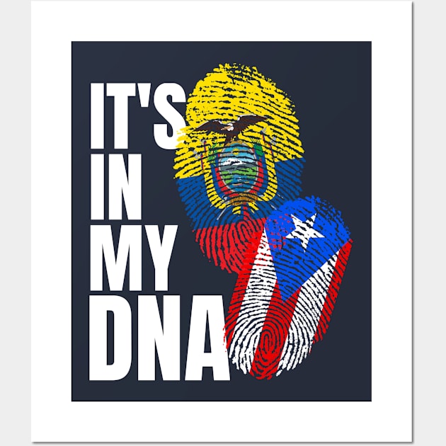 Ecuadorian And Mexican DNA Mix Flag Heritage Gift Wall Art by Just Rep It!!